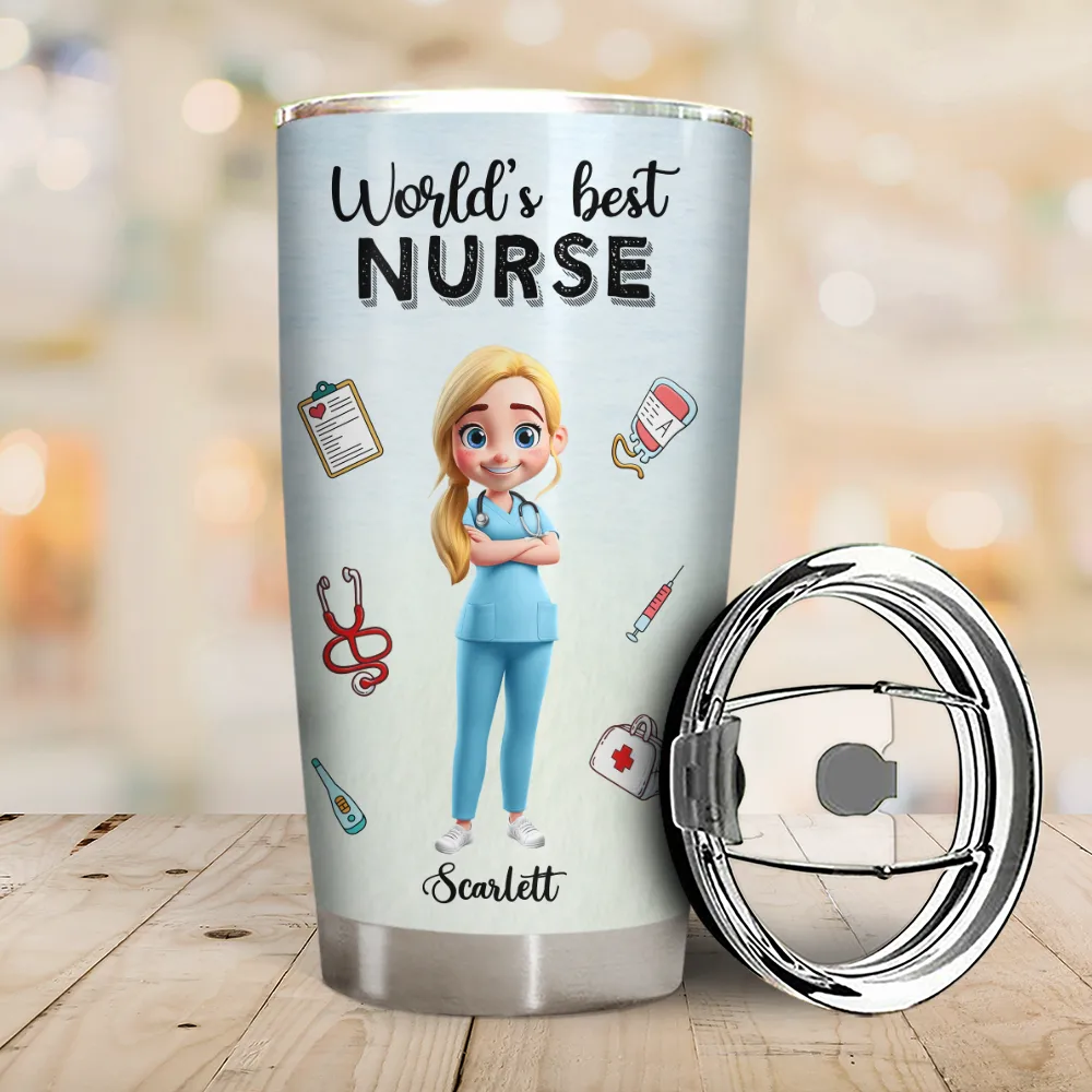 3D Effect World's Best Nurse - Personalized Tumbler - Image 2