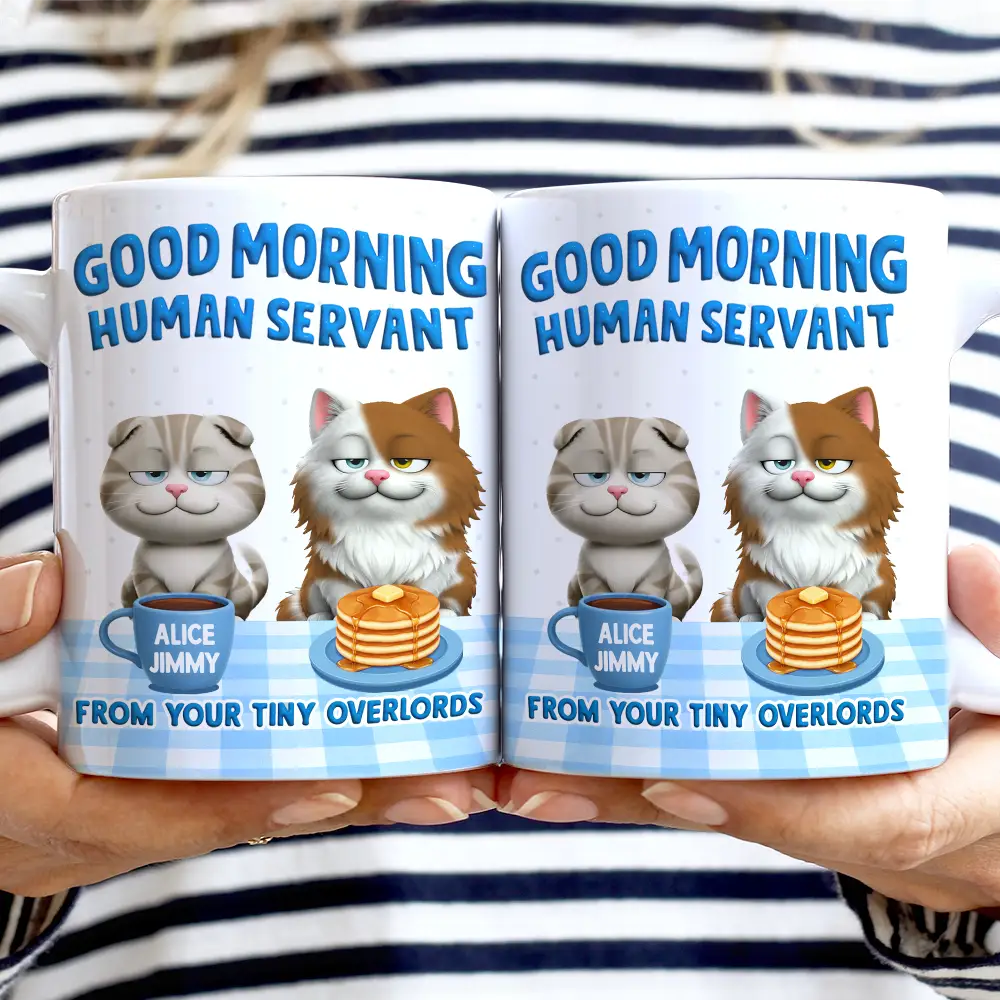 3D Effect Your Tiny Furry Overlords - Personalized White Edge-to-Edge Mug - Image 2
