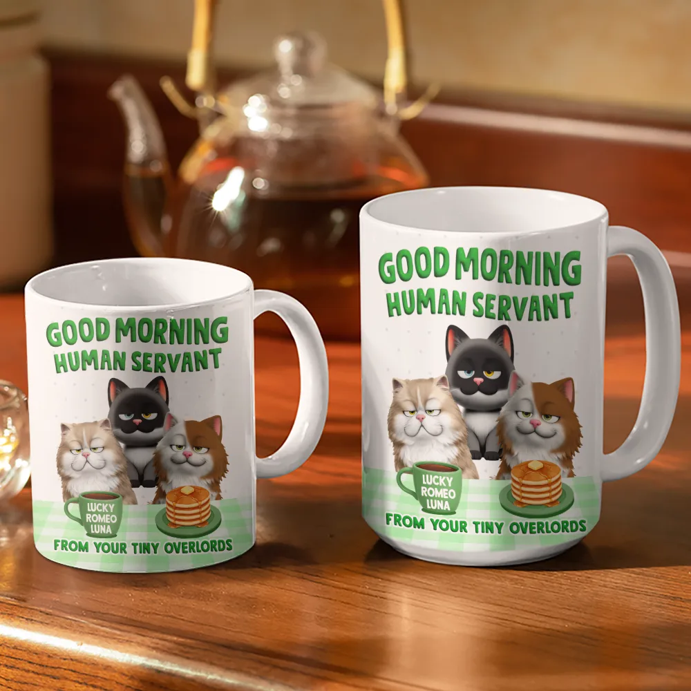 3D Effect Your Tiny Furry Overlords - Personalized White Edge-to-Edge Mug - Image 3