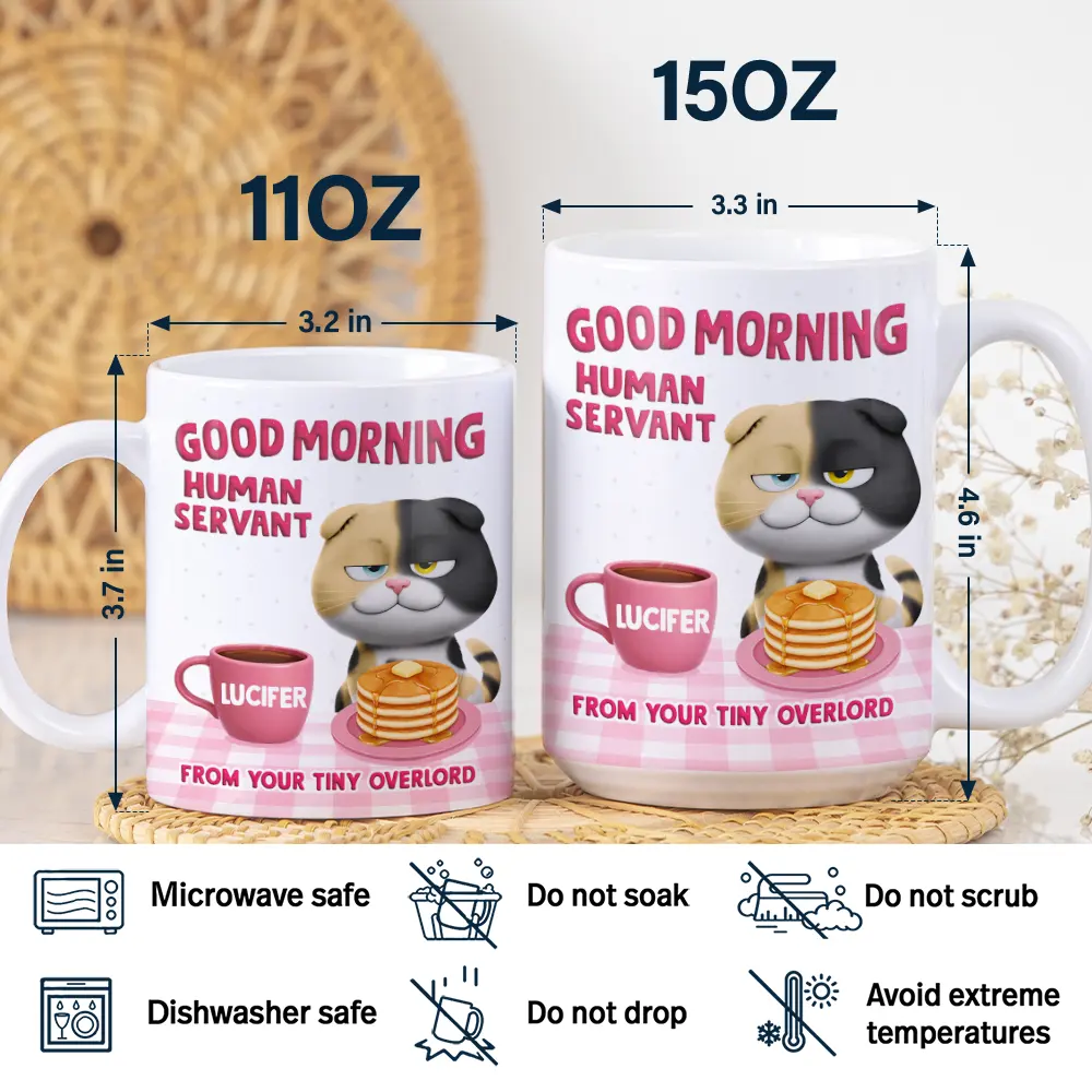 3D Effect Your Tiny Furry Overlords - Personalized White Edge-to-Edge Mug - Image 5