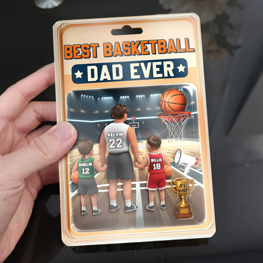 3D Figure Best Basketball Dad Ever - Personalized Custom Shaped Acrylic Plaque - Image 2