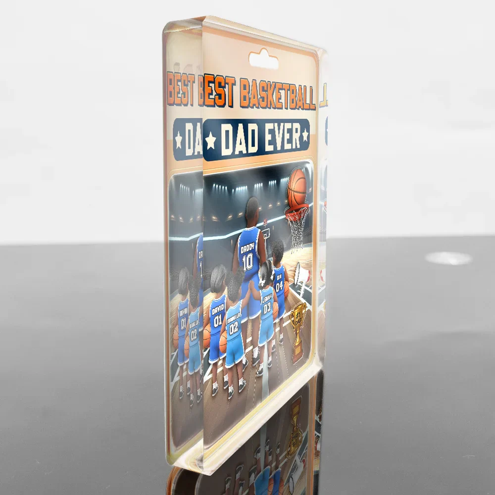 3D Figure Best Basketball Dad Ever - Personalized Custom Shaped Acrylic Plaque - Image 4