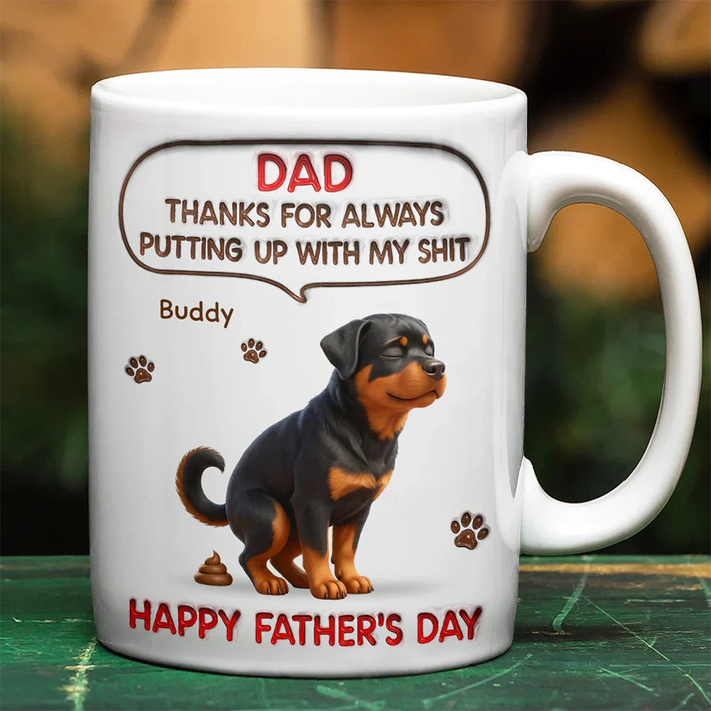 3D Inflated Effect Dog Cat Thanks For Always Putting Up - Personalized White Edge-to-Edge Mug - Image 2