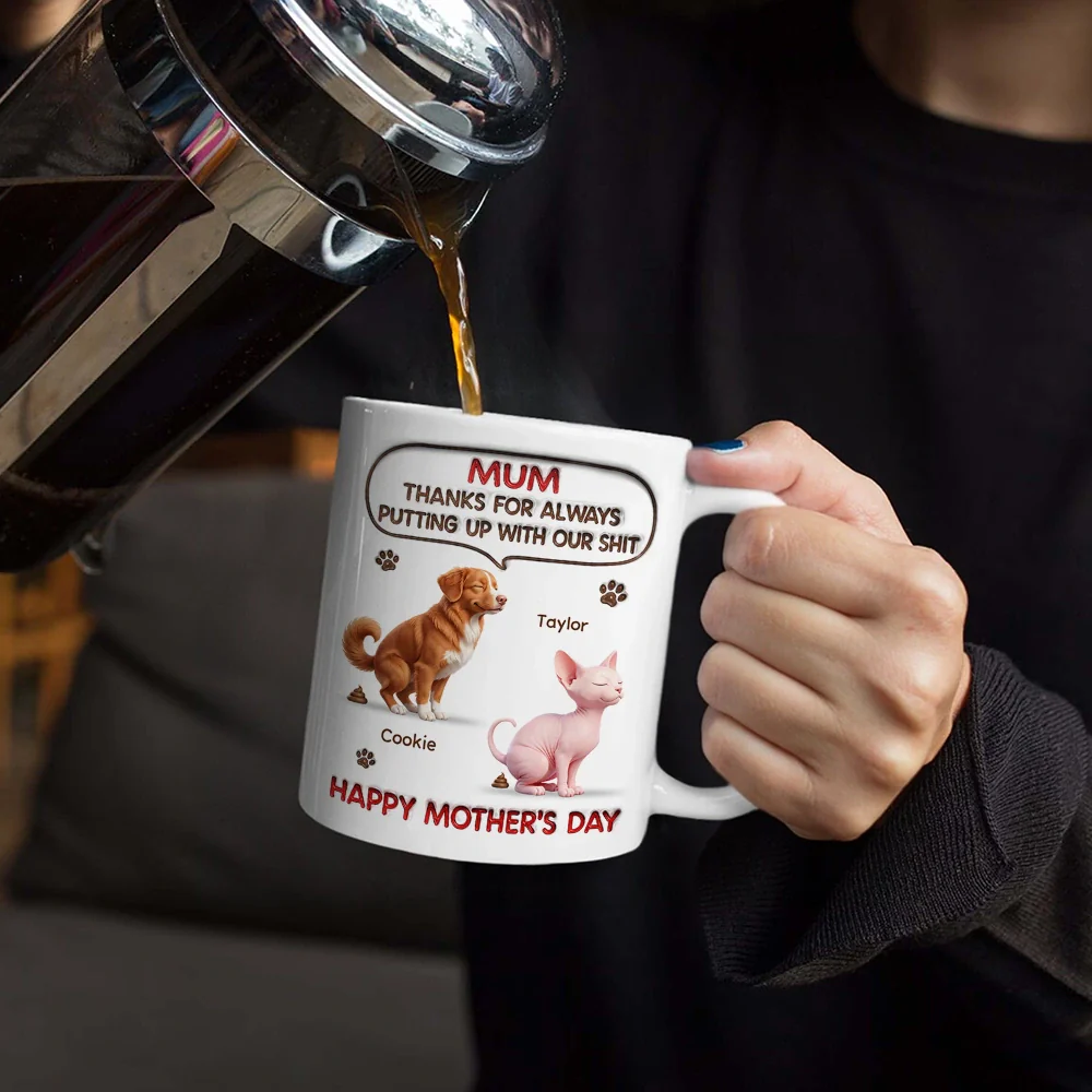 3D Inflated Effect Dog Cat Thanks For Always Putting Up - Personalized White Edge-to-Edge Mug - Image 5