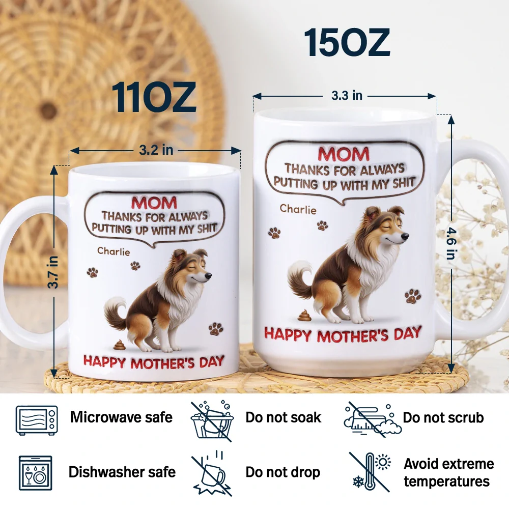 3D Inflated Effect Dog Cat Thanks For Always Putting Up - Personalized White Edge-to-Edge Mug - Image 6