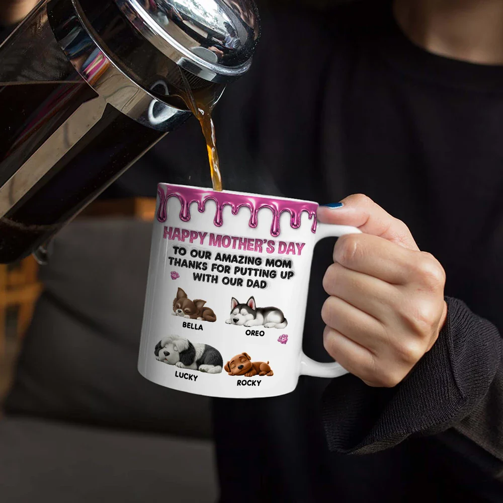 3D Inflated Effect Dog To My Amazing Mom - Personalized White Edge-to-Edge Mug - Image 4