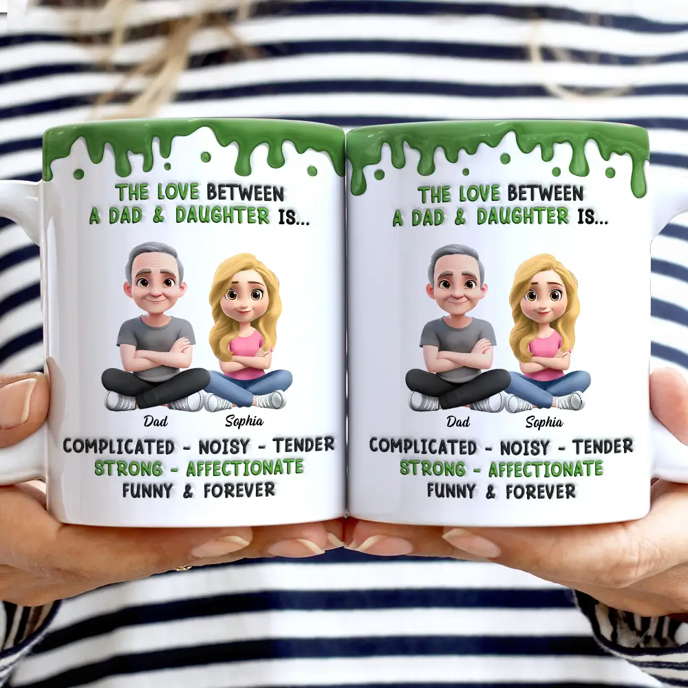 3D Inflated Effect Mom & Daughter Complicated Noisy Tender - Personalized White Edge-to-Edge Mug - Image 2