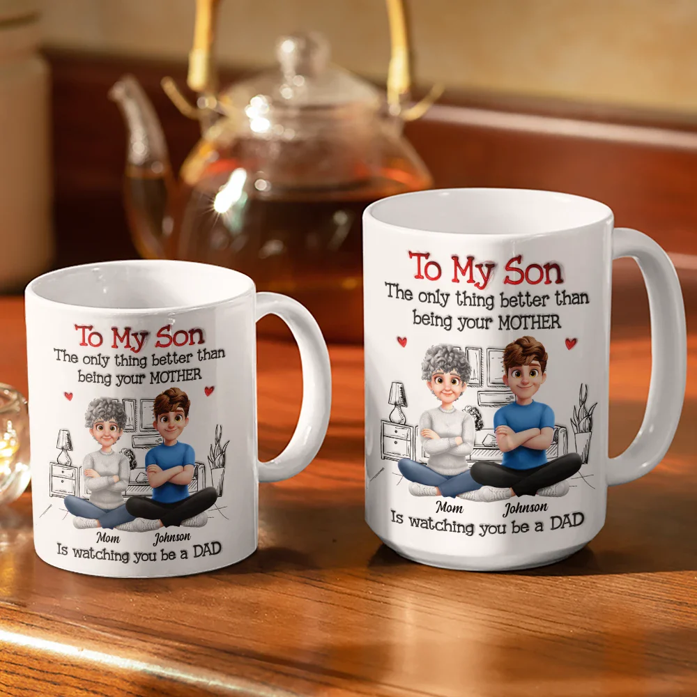 3D Inflated Printed Son The Only Thing Better Than Being Your Father - Personalized White Edge-to-Edge Mug - Image 3