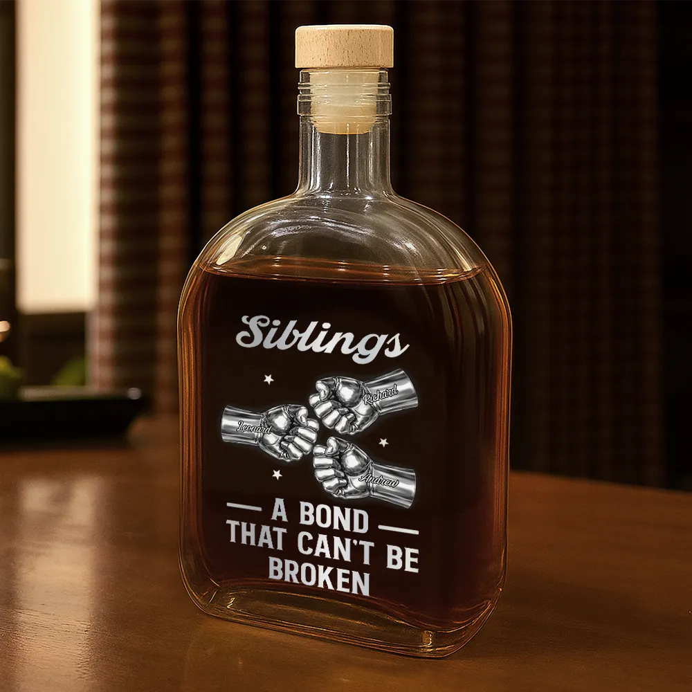 3D Metal Effect Brothers A Bond That Can't Be Broken - Personalized Whiskey Bottle - Image 2