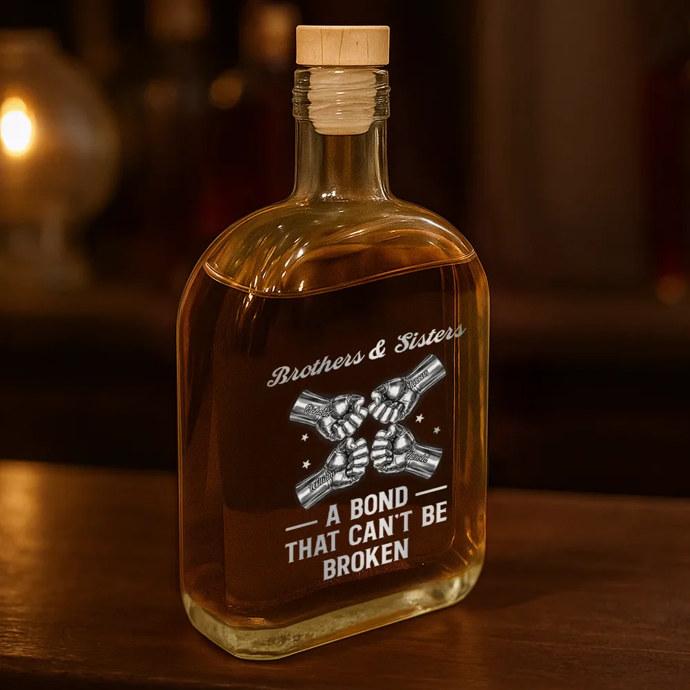 3D Metal Effect Brothers A Bond That Can't Be Broken - Personalized Whiskey Bottle - Image 3