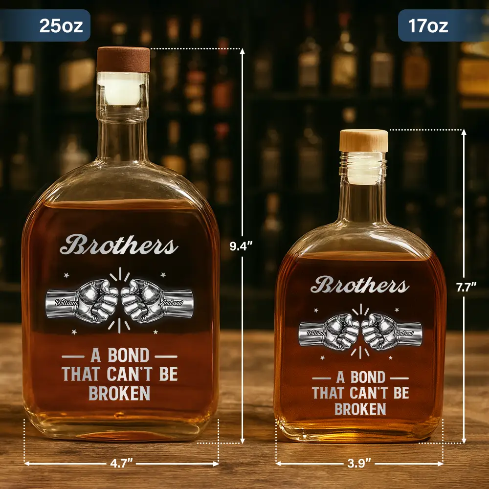 3D Metal Effect Brothers A Bond That Can't Be Broken - Personalized Whiskey Bottle - Image 5