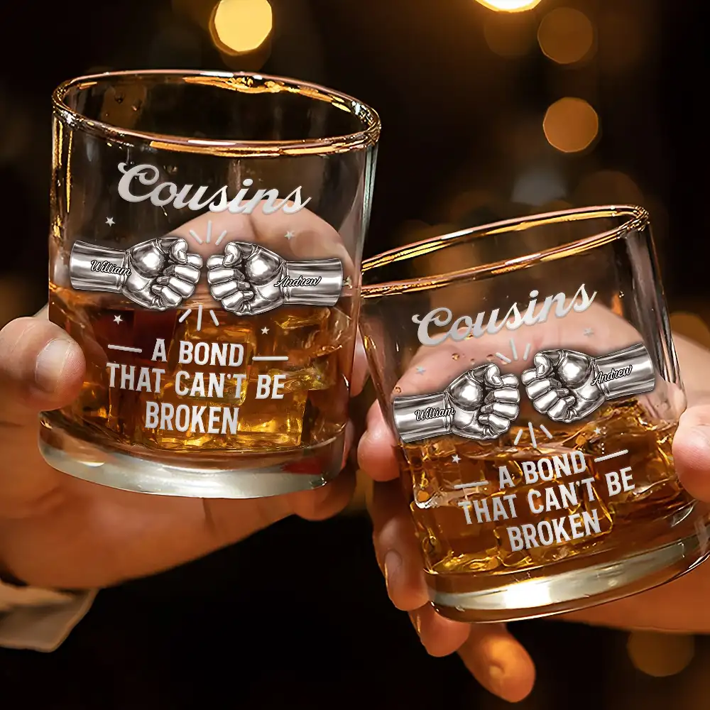 3D Metal Effect Brothers A Bond That Can't Be Broken - Personalized Whiskey Glass - Image 3