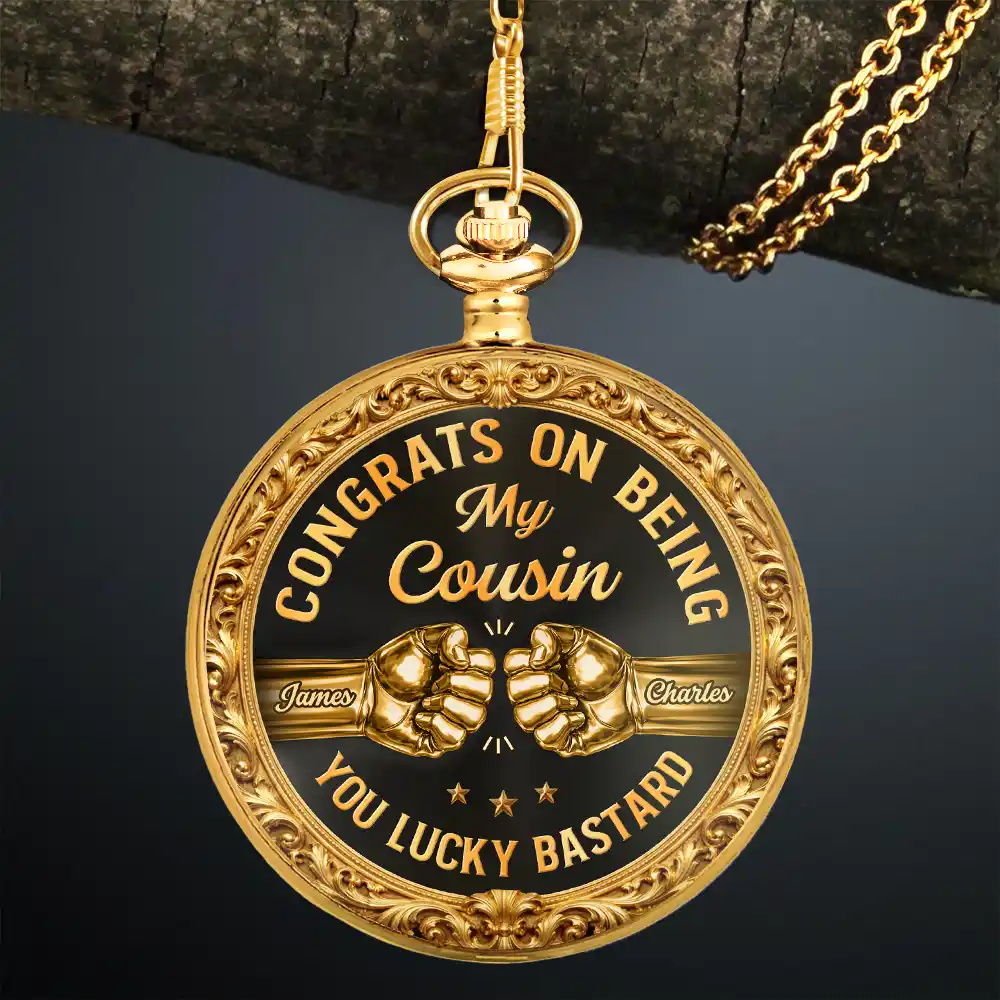 3D Metal Effect Congrats On Being My Brother - Personalized Pocket Watch - Image 3