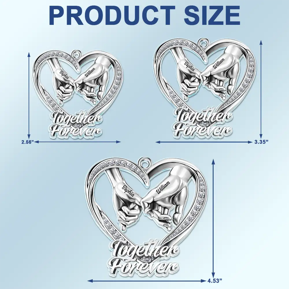 3D Metal Effect Couple Holding Hands You & Me We Got This - Personalized Acrylic Car Hanger - Image 4