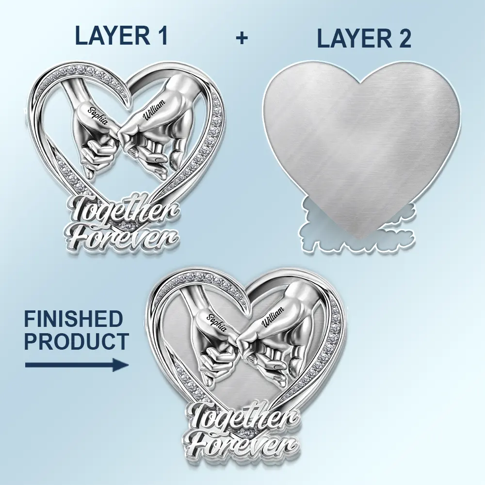 3D Metal Effect Couple Holding Hands You & Me We Got This - Personalized Custom Shaped Acrylic Car Visor Clip - Image 5