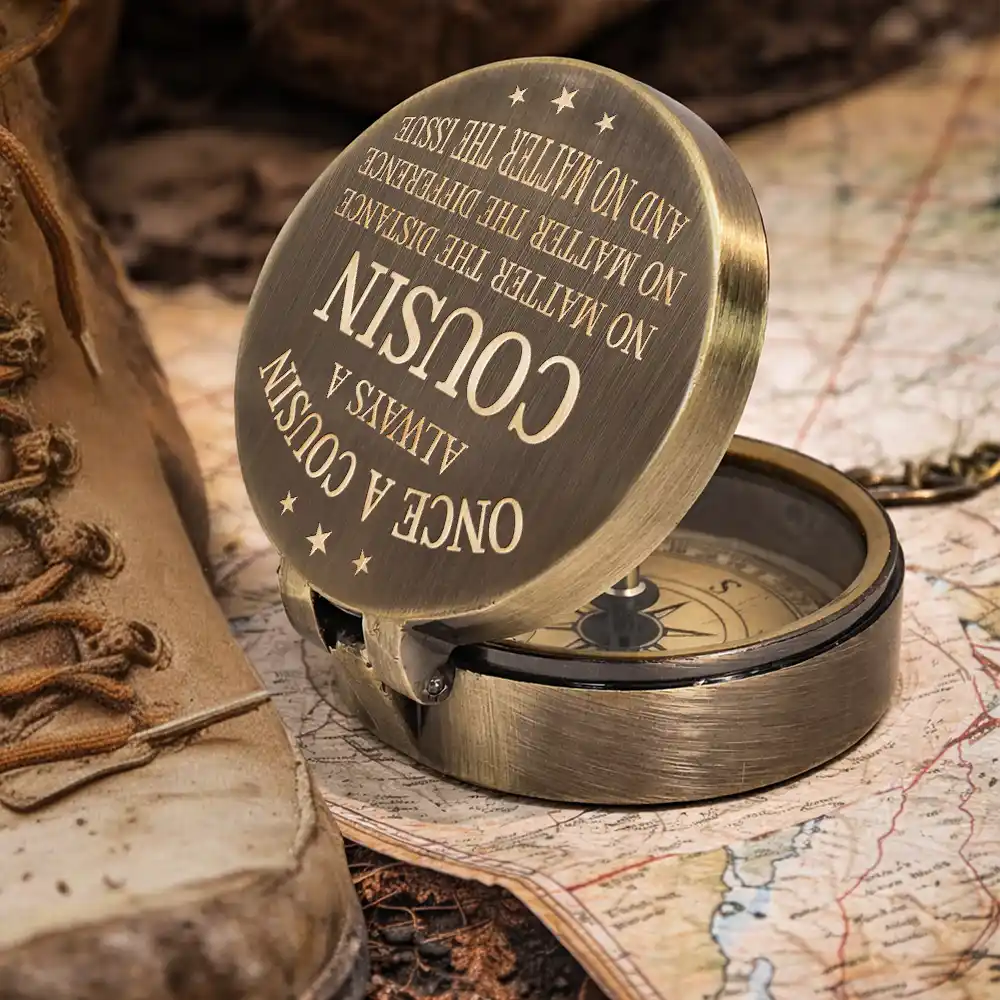 3D Metal Effect Once A Brother Always A Brother - Personalized Engraved Brass Compass - Image 5