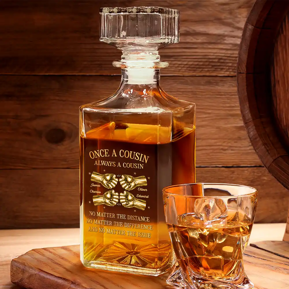 3D Metal Effect Once A Brother Always A Brother - Personalized Square Whiskey Bottle - Image 2