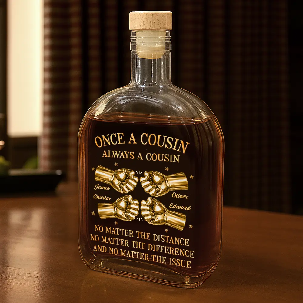 3D Metal Effect Once A Brother Always A Brother - Personalized Whiskey Bottle - Image 2