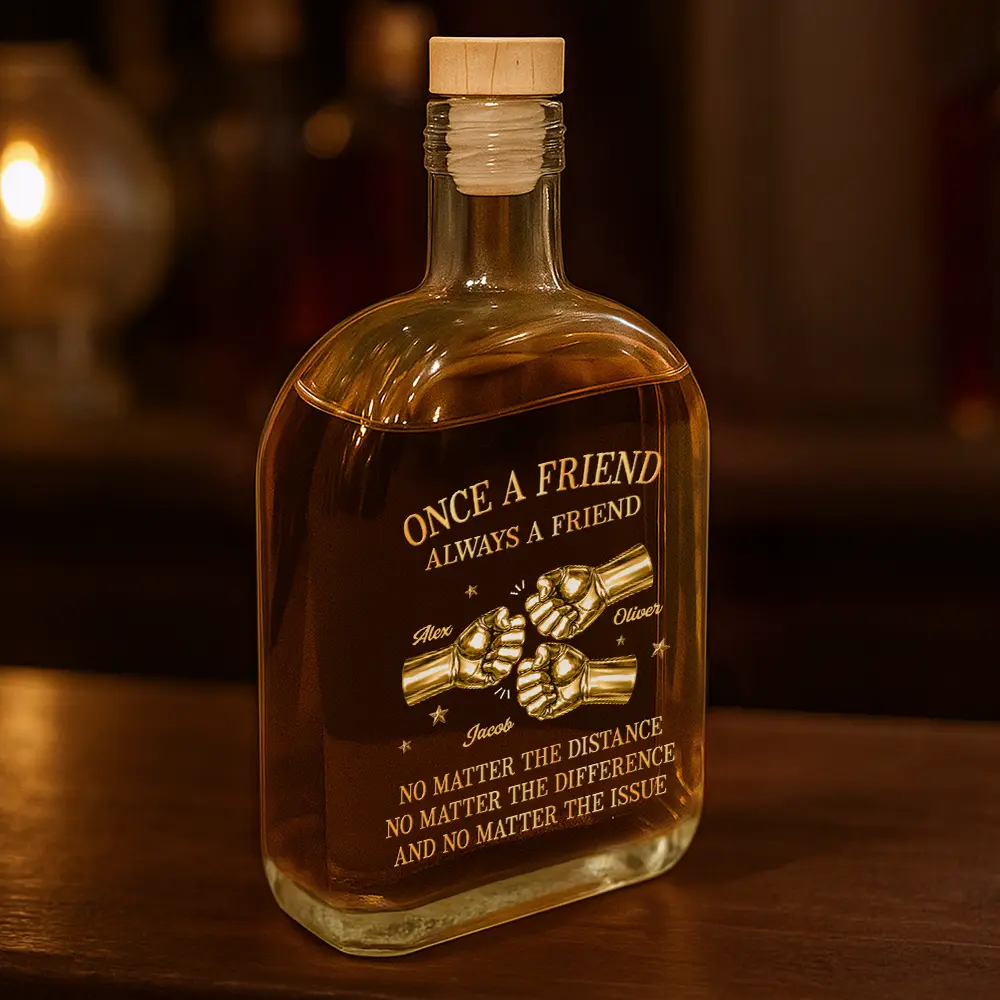 3D Metal Effect Once A Brother Always A Brother - Personalized Whiskey Bottle - Image 3