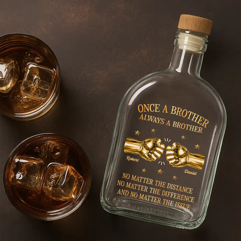 3D Metal Effect Once A Brother Always A Brother - Personalized Whiskey Bottle - Image 4