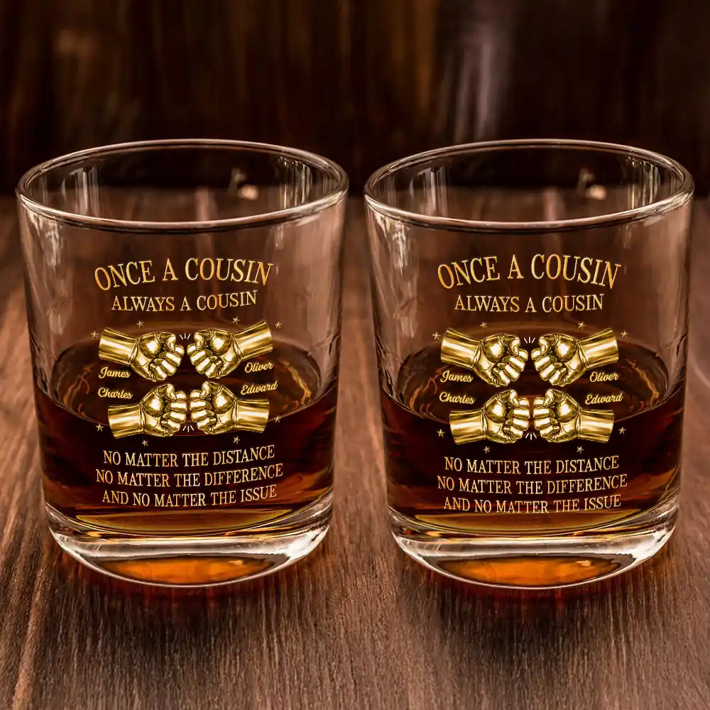 3D Metal Effect Once A Brother Always A Brother - Personalized Whiskey Glass - Image 2