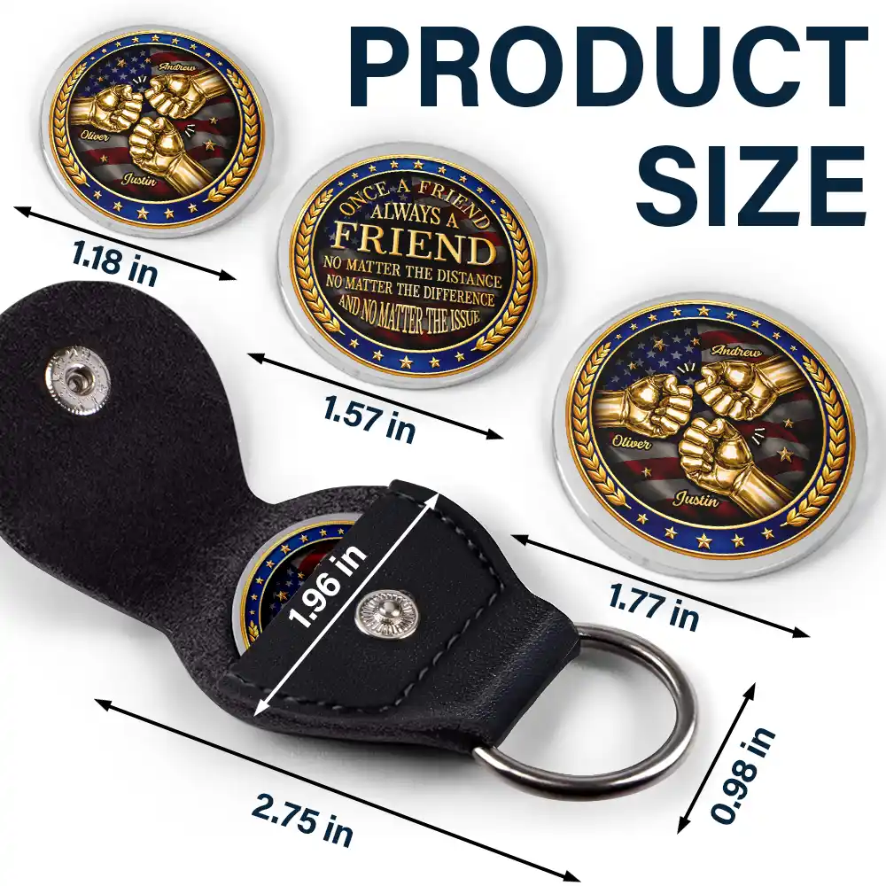 3D Metal Effect Stars & Stripes Once A Brother Always A Brother - Personalized Leather Pocket Hug - Image 5