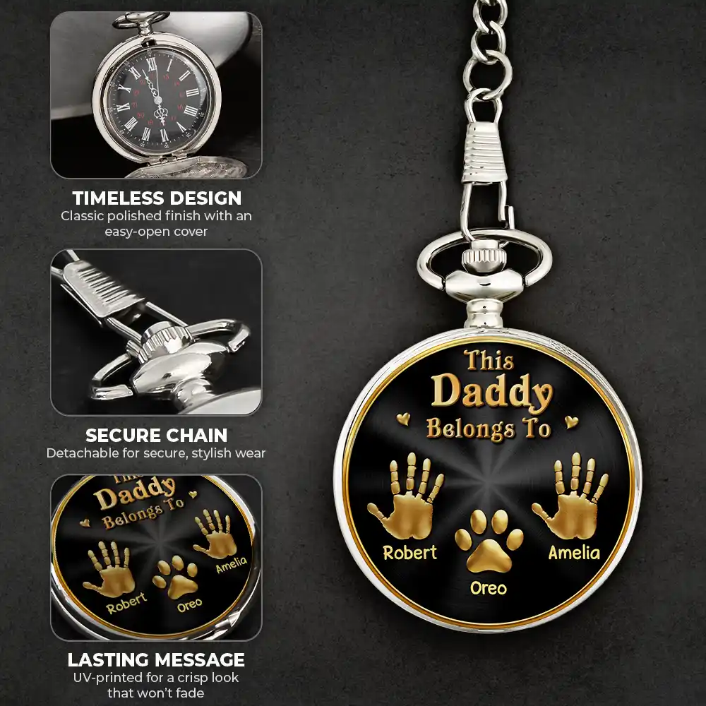 3D Metal Effect This Grandpa Belongs To Kids Pets - Personalized Pocket Watch - Image 6