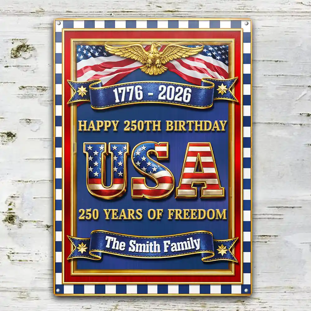 3D Metal Effect USA 250Th Birthday - Personalized Classic Metal Signs - Image 2
