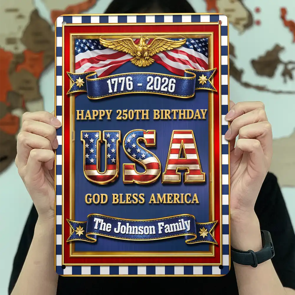 3D Metal Effect USA 250Th Birthday - Personalized Classic Metal Signs - Image 3