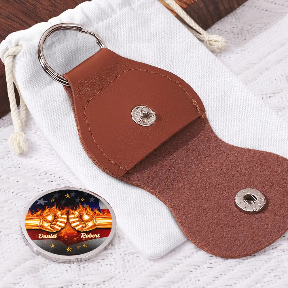 3D Metal Effect You Are My Brother My Friend - Personalized Leather Pocket Hug - Image 2
