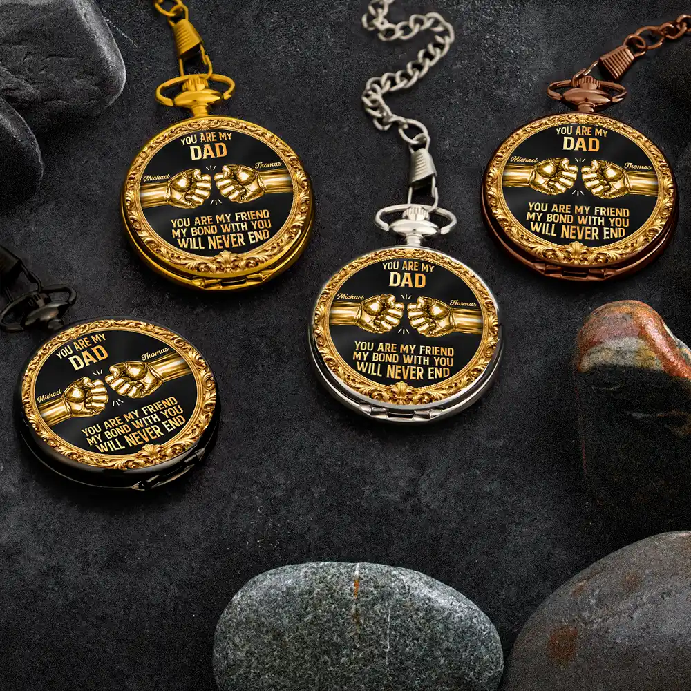 3D Metal Effect You Are My Brother My Friend - Personalized Pocket Watch - Image 5