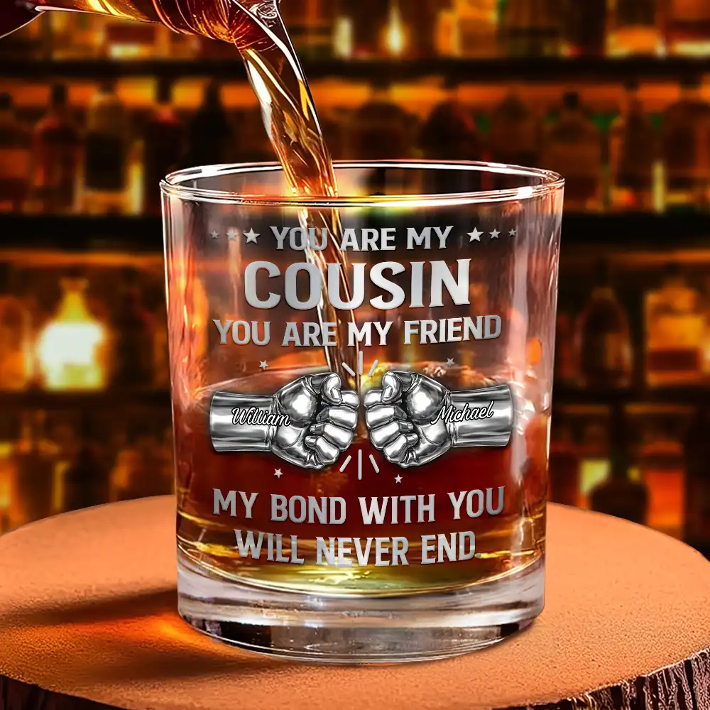 3D Metal Effect You Are My Brother My Friend - Personalized Whiskey Glass - Image 4