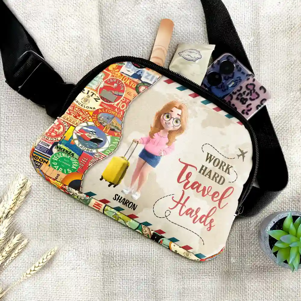 3D Person And So The Adventure Begins Travel Lover - Personalized Crossbody Belt Bag - Image 2