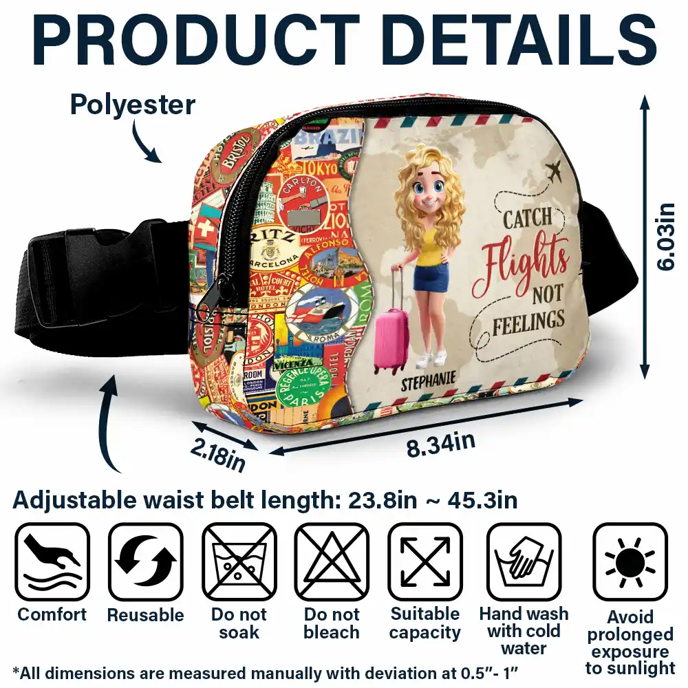3D Person And So The Adventure Begins Travel Lover - Personalized Crossbody Belt Bag - Image 6