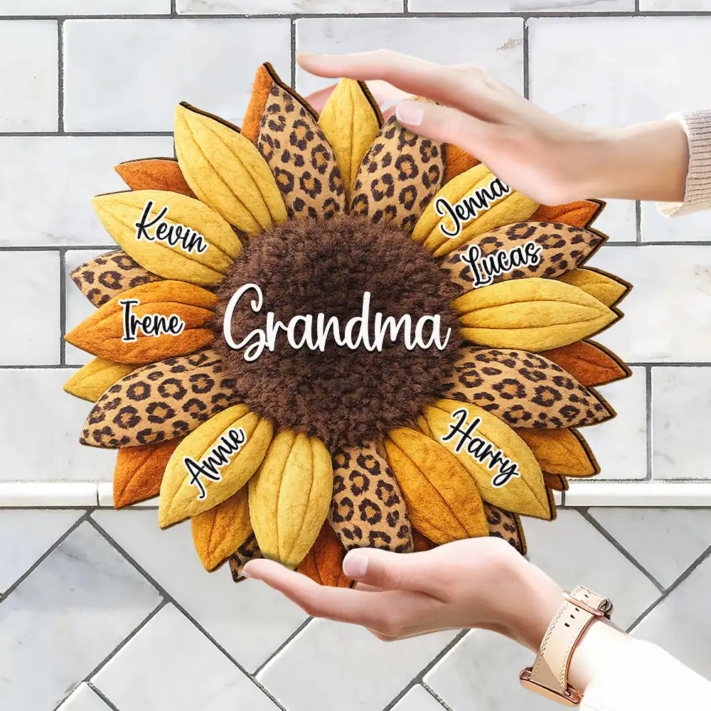 3D Plush Effect Sunflower Grandkids Make Life Grand - Personalized Custom Shaped Wood Sign - Image 4