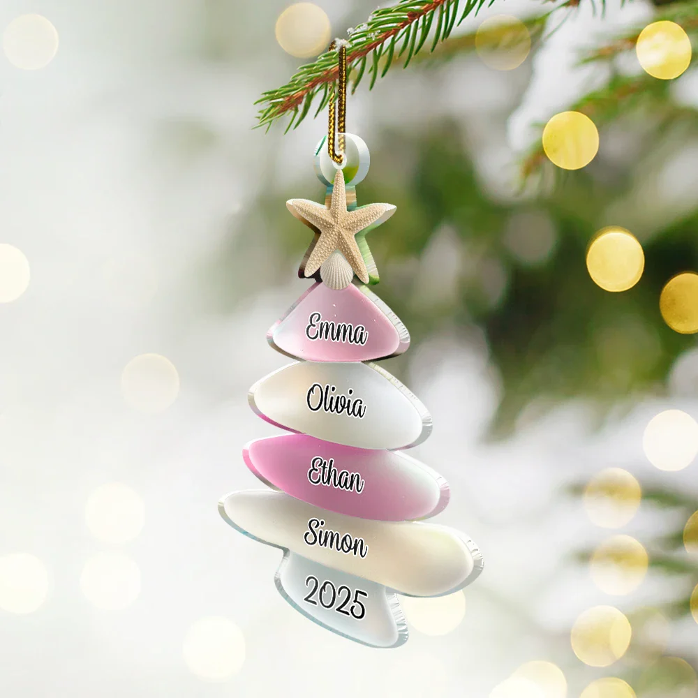 3D Sea Glass Christmas Tree - Personalized Custom Shaped Acrylic Ornament - Image 2