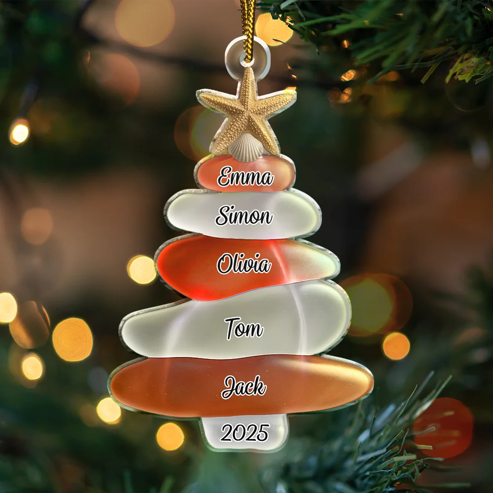 3D Sea Glass Christmas Tree - Personalized Custom Shaped Acrylic Ornament - Image 3