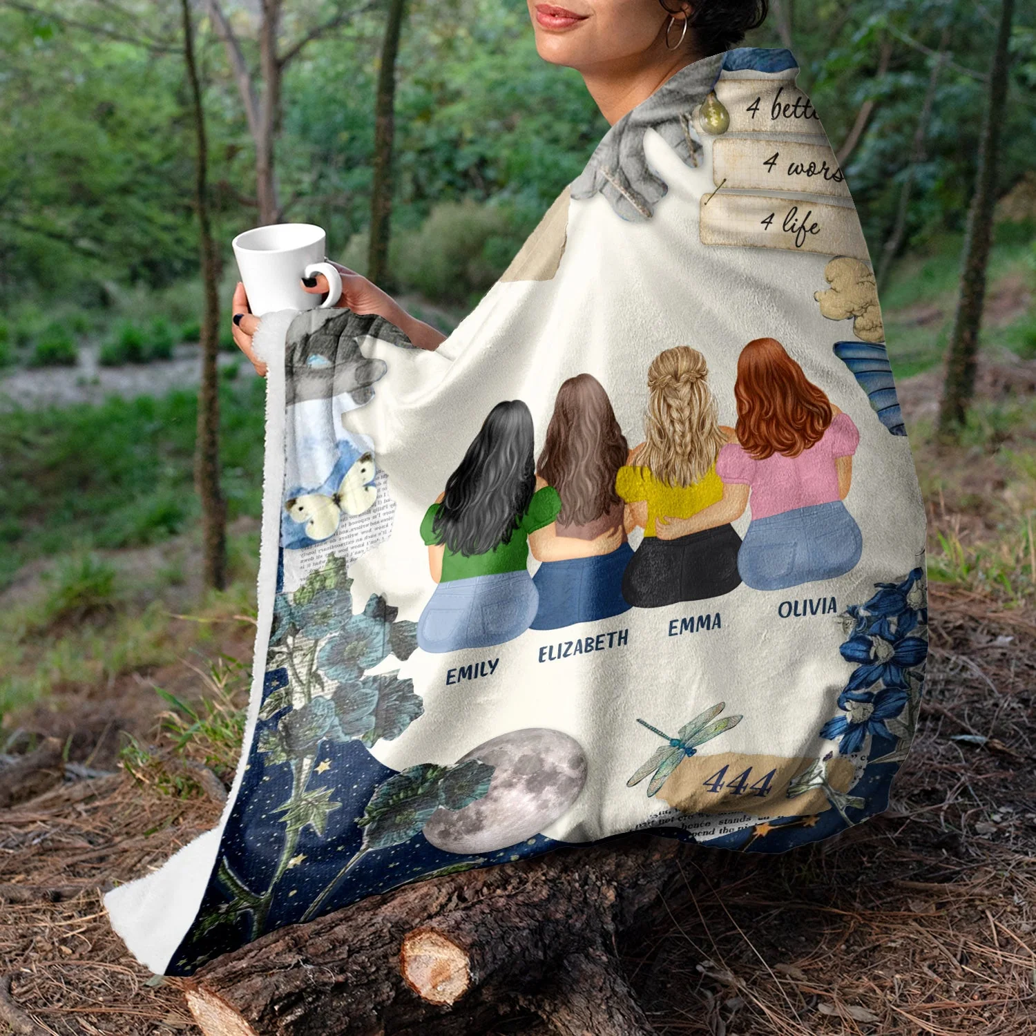 4 Better 4 Worse 4 Life - Gift For Sisters And Best Friends - Personalized Fleece Blanket - Image 3