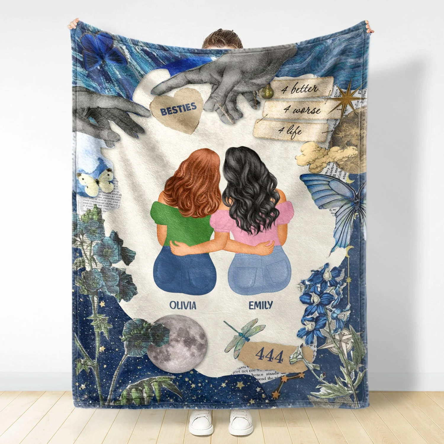 4 Better 4 Worse 4 Life - Gift For Sisters And Besties - Personalized Fleece Blanket - Image 2