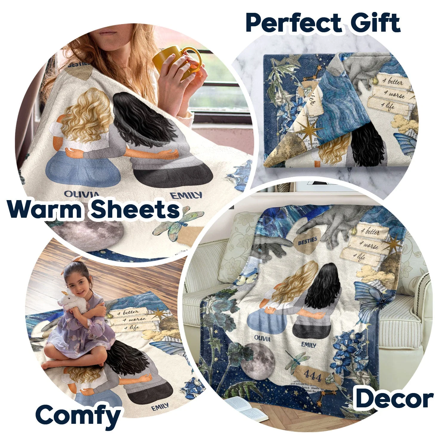 4 Better 4 Worse 4 Life - Gift For Sisters And Besties - Personalized Fleece Blanket - Image 5