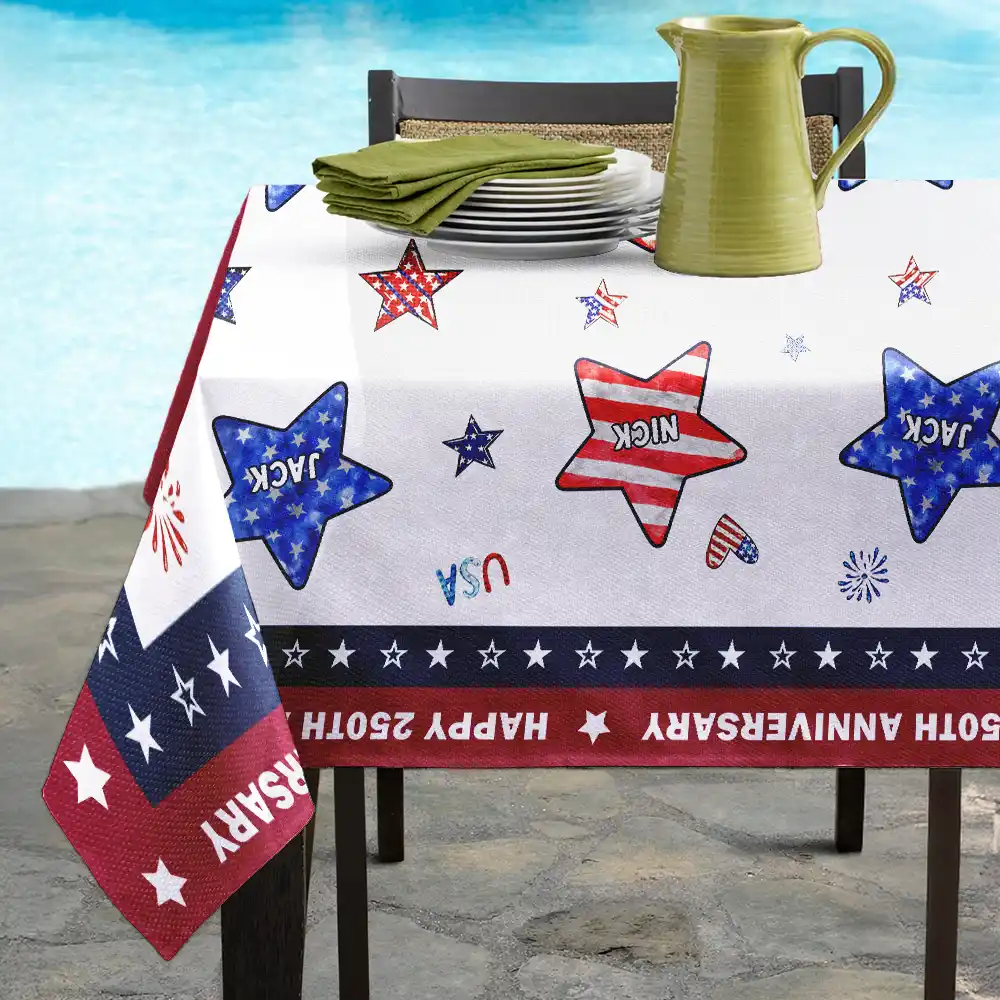 4th Of July Stars Family Members - Personalized Tablecloth - Image 6