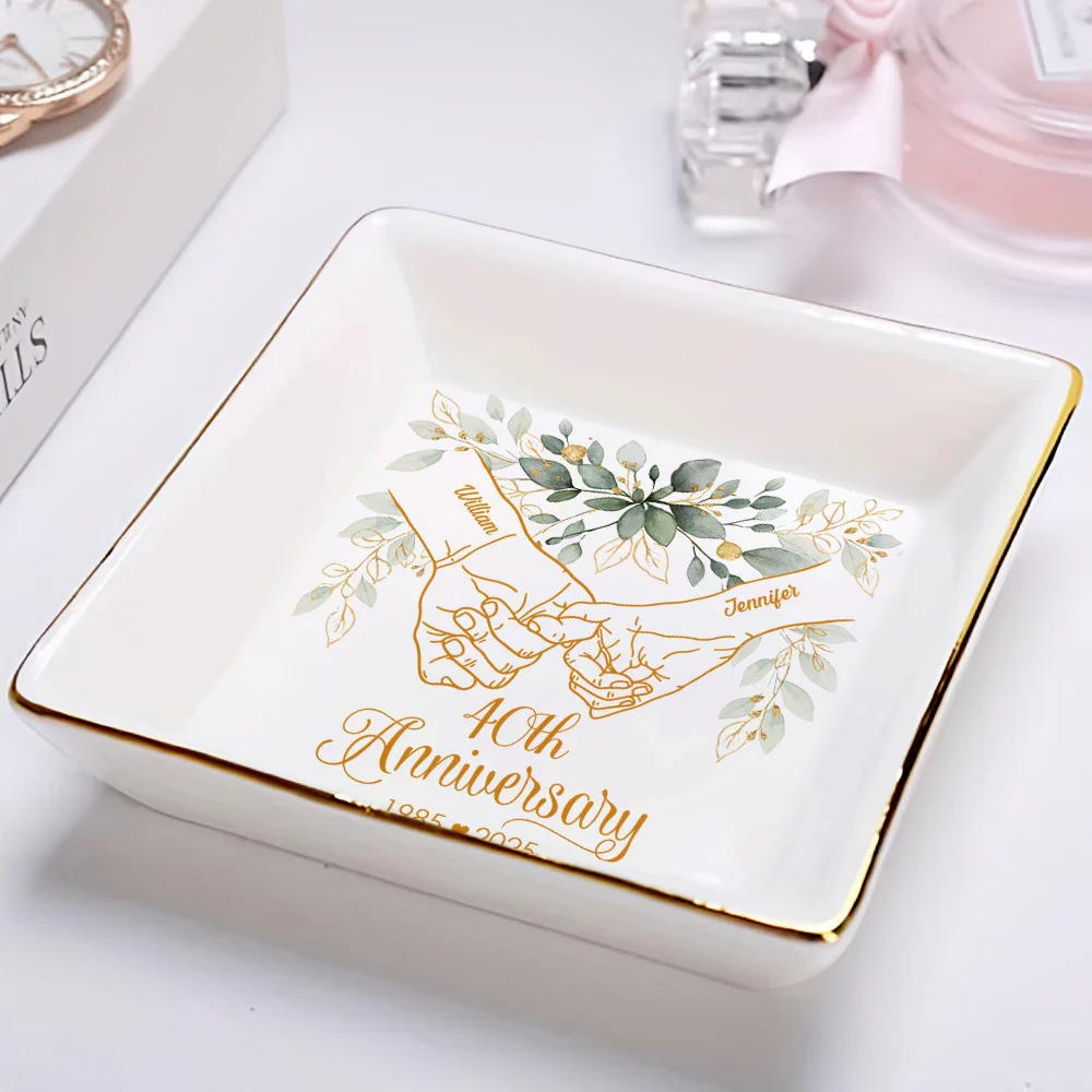 50th Anniversary Forever Holding Hands - Personalized Ring Dish - Image 2