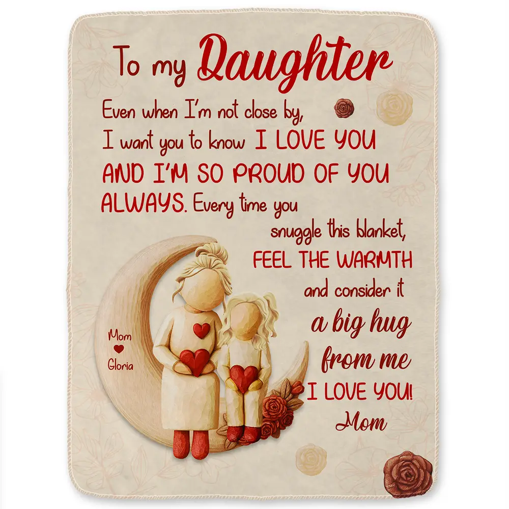 A Big Hug From Mom Grandma - Personalized Fleece Blanket, Sherpa Blanket - Image 2