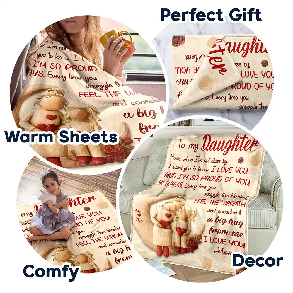 A Big Hug From Mom Grandma - Personalized Fleece Blanket, Sherpa Blanket - Image 7