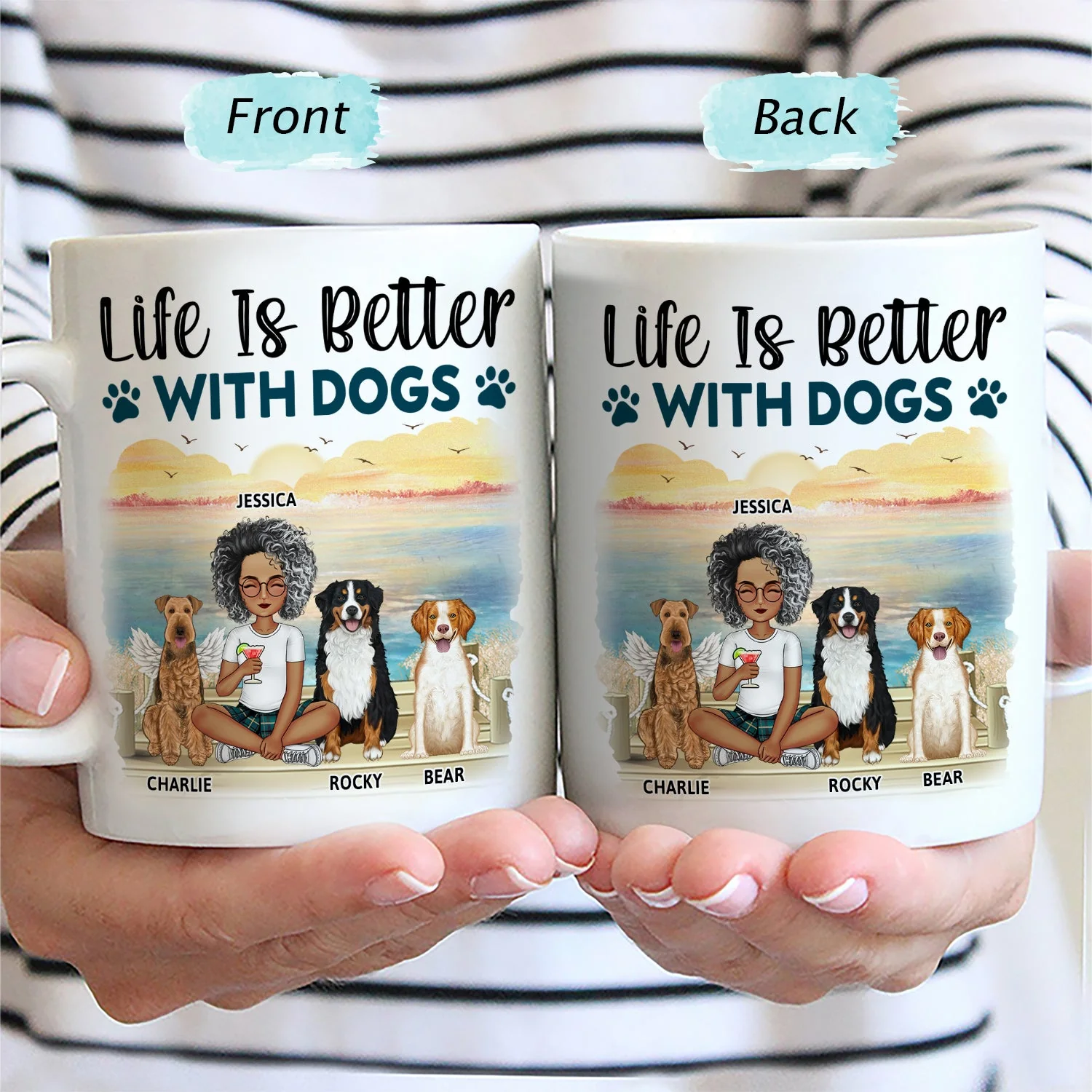 A Bond That Can't Be Broken Cartoon - Gift For Dog Lovers, Dog Mom, Dog Dad - Personalized Mug - Image 2