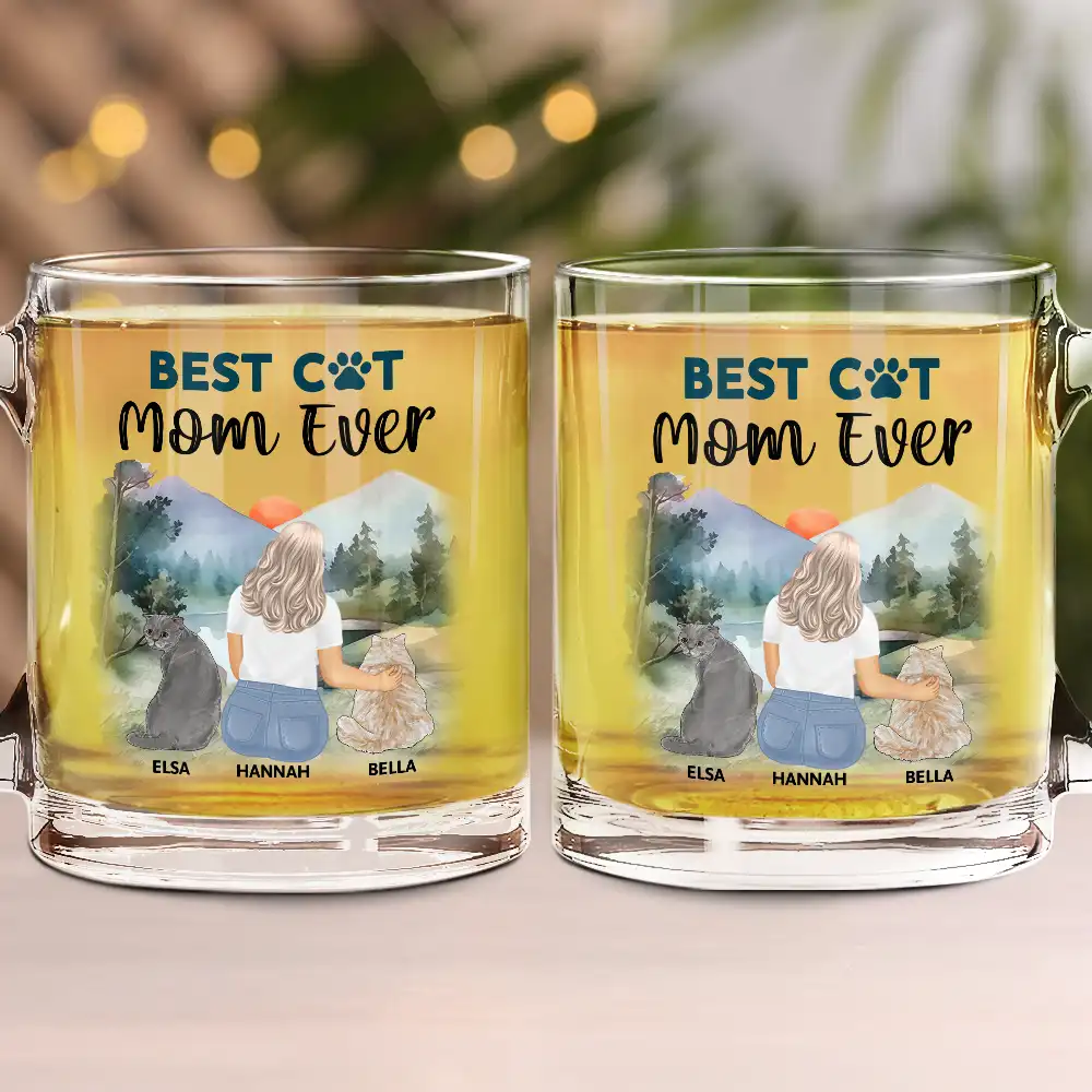 A Bond That Can't Be Broken Cat Mom Cat Dad - Personalized Glass Mug - Image 2