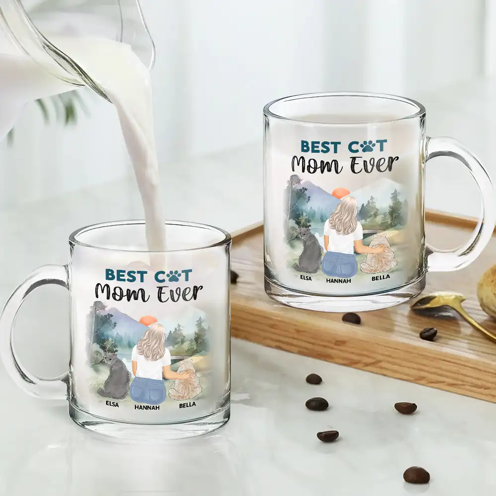 A Bond That Can't Be Broken Cat Mom Cat Dad - Personalized Glass Mug - Image 4