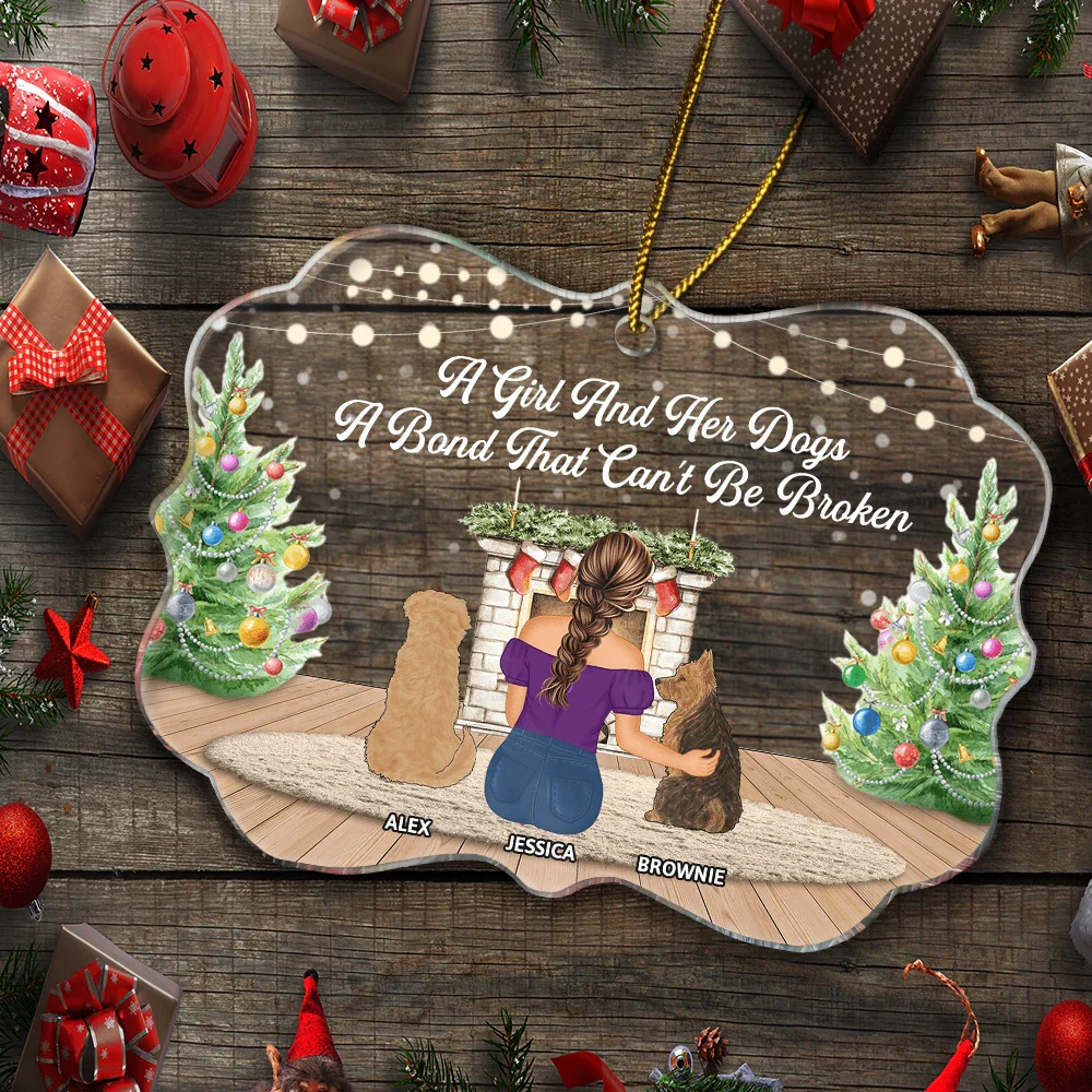 A Bond That Can't Be Broken Dog Hugging Christmas - Personalized Medallion Acrylic Ornament - Image 5