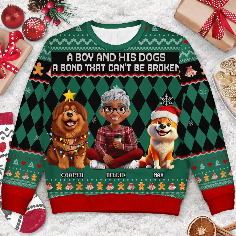 A Bond That Can't Be Broken Dog Lover 3D Effect - Personalized Unisex Ugly Sweater - Image 4