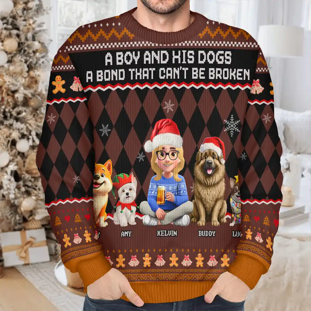 A Bond That Can't Be Broken Dog Lover 3D Effect - Personalized Unisex Ugly Sweater - Image 5